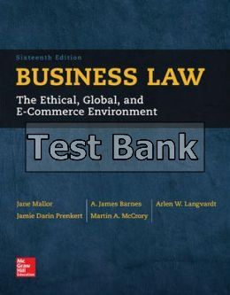 business law 16th edition mallor test bank