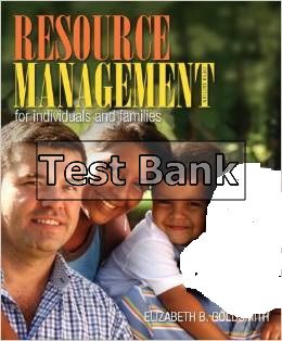 resource management for individuals and families 5th edition goldsmith test bank