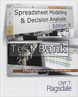 spreadsheet modeling and decision analysis 6th edition ragsdale test bank