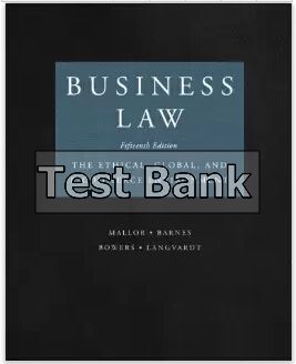 business law 15th edition mallor test bank