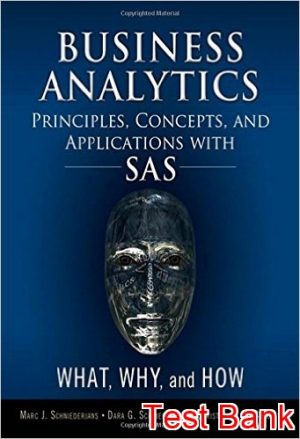 business analytics principles concepts and applications with sas what why and how 1st edition schniederjans test bank