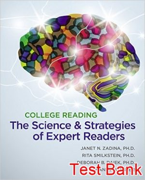 college reading the science and strategies of expert readers 1st edition zadina test bank