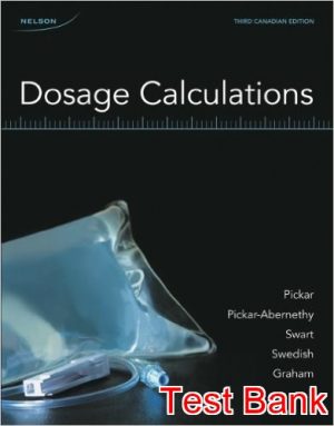 dosage calculations canadian 3rd edition pickar test bank