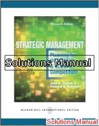 strategic management planning for domestic and global competition 13th edition pearce solutions manual