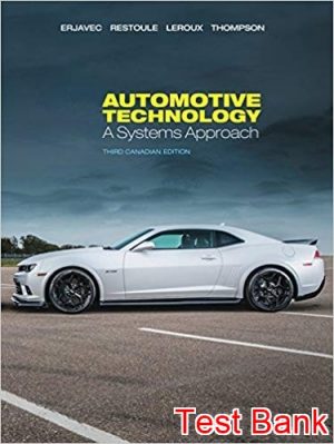 automotive technology a systems approach canadian 3rd edition erjavec test bank