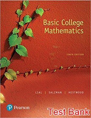 basic college mathematics 10th edition lial test bank