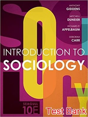 Introduction to Sociology 10th Edition Giddens Test Bank