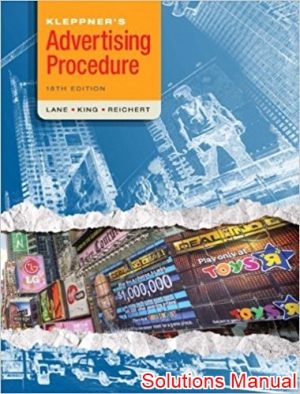 Kleppners Advertising Procedure 18th Edition Lane Solutions Manual