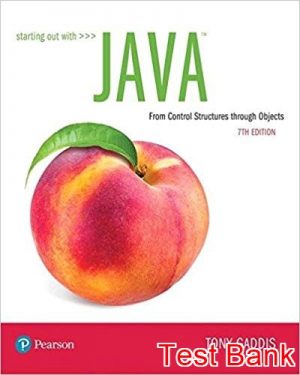 Starting Out with Java From Control Structures through Objects 7th Edition Gaddis Test Bank