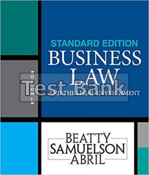 Business Law and the Legal Environment Standard Edition 8th Edition Beatty Test Bank