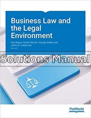 Business Law and the Legal Environment v2 1st Edition Miller Solutions Manual
