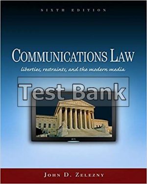 Communications Law Liberties Restraints and the Modern Media 6th Edition Zelezny Test Bank