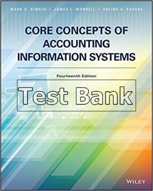 Core Concepts of Accounting Information Systems 14th Edition Simkin Test Bank