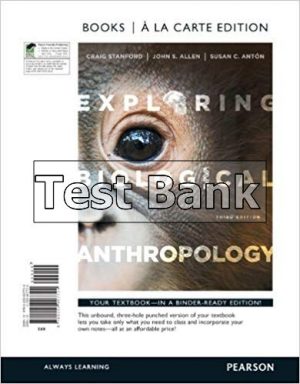 Exploring Biological Anthropology The Essentials Books a la Carte 3rd Edition Stanford Test Bank