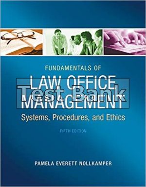 Fundamentals of Law Office Management 5th Edition Nollkamper Test Bank