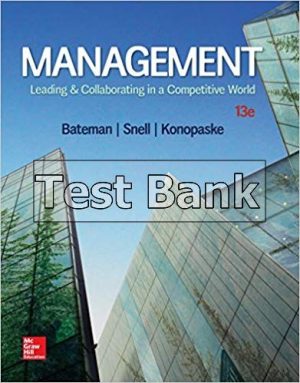 Management Leading Collaborating in a Competitive World 13th Edition Bateman Test Bank
