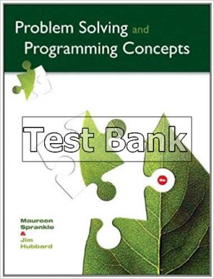 Problem Solving and Programming Concepts 9th Edition Sprankle Test Bank