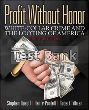 Profit Without Honor White Collar Crime and the Looting of America 6th Edition Rosoff Test Bank