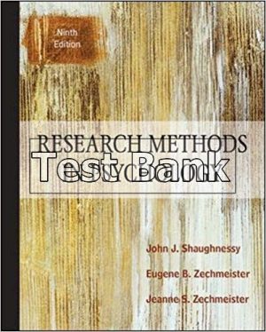 Research Methods in Psychology 9th Edition Shaughnessy Test Bank
