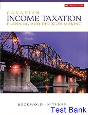 Canadian Income Taxation 2017 2018 Canadian 20th Edition Buckwold Test Bank