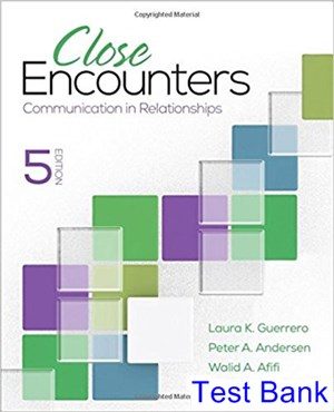 Close Encounters Communication in Relationships 5th Edition Guerrero Test Bank
