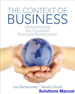 Context of Business Understanding the Canadian Business Environment Canadian 1st Edition Karakowsky Solutions Manual