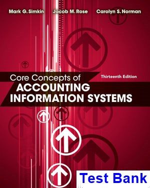 Core Concepts of Accounting Information Systems 13th Edition Simkin Test Bank