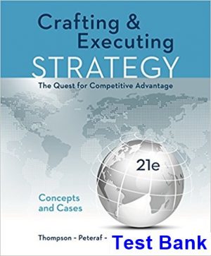 Crafting and Executing Strategy Concepts and Cases The Quest for Competitive Advantage 21st Edition Thompson Test Bank