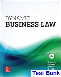 Dynamic Business Law 4th Edition Kubasek Test Bank