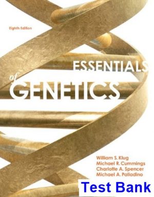 Essentials of Genetics 8th Edition Klug Test Bank