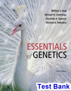 Essentials of Genetics 9th Edition Klug Test Bank