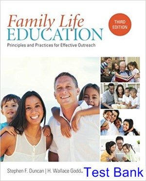 Family Life Education Principles and Practices for Effective Outreach 3rd Edition Duncan Test Bank