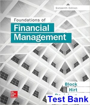 Foundations of Financial Management 16th Edition Block Test Bank