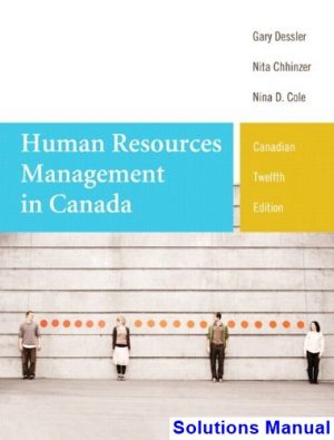Human Resources Management in Canada Twelfth Canadian Edition Canadian 12th Edition Dessler Solutions Manual