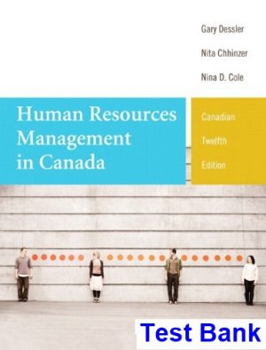 Human Resources Management in Canada Twelfth Canadian Edition Canadian 12th Edition Dessler Test Bank