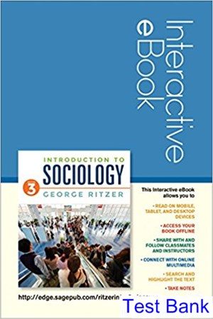 Introduction to Sociology Interactive eBook 3rd Edition Ritzer Test Bank