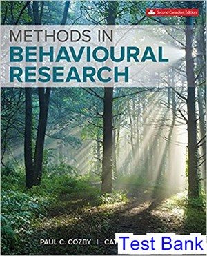 Methods in Behavioural Research Canadian 2nd Edition Cozby Test Bank