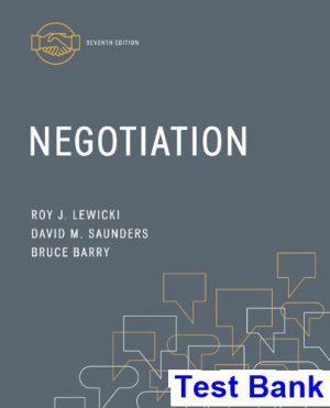 Negotiation 7th Edition Lewicki Test Bank