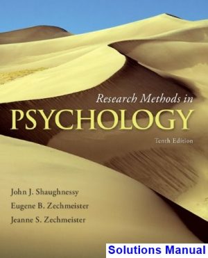 Research Methods in Psychology 10th Edition Shaughnessy Solutions Manual